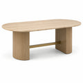 Table à manger contemporaine beige et dorée effet travertin, 180 × 90 × 76 cm, pieds cannelés