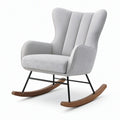 Fauteuil à bascule contemporain 75 × 90 × 100 cm en tissu gris, métal noir et bois marron