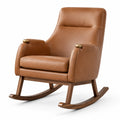Fauteuil à bascule contemporain 78 × 95 × 105 cm, marron cognac, brun et doré