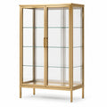 Vitrine en métal doré et verre transparent, 2 portes, 3 étagères, 90 × 40 × 160 cm
