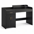 Bureau moderne noir et doré avec tiroir, armoire et étagère, 120 × 50 × 105 cm