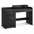 Bureau moderne noir et doré avec tiroir, armoire et étagère, 120 × 50 × 105 cm