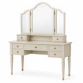 Meuble blanc cassé et doré 120 × 50 × 150 cm avec miroir triptyque orientable et 7 tiroirs