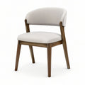 Chaise rembourrée contemporaine en bois brun et tissu beige, 58 × 58 × 78 cm