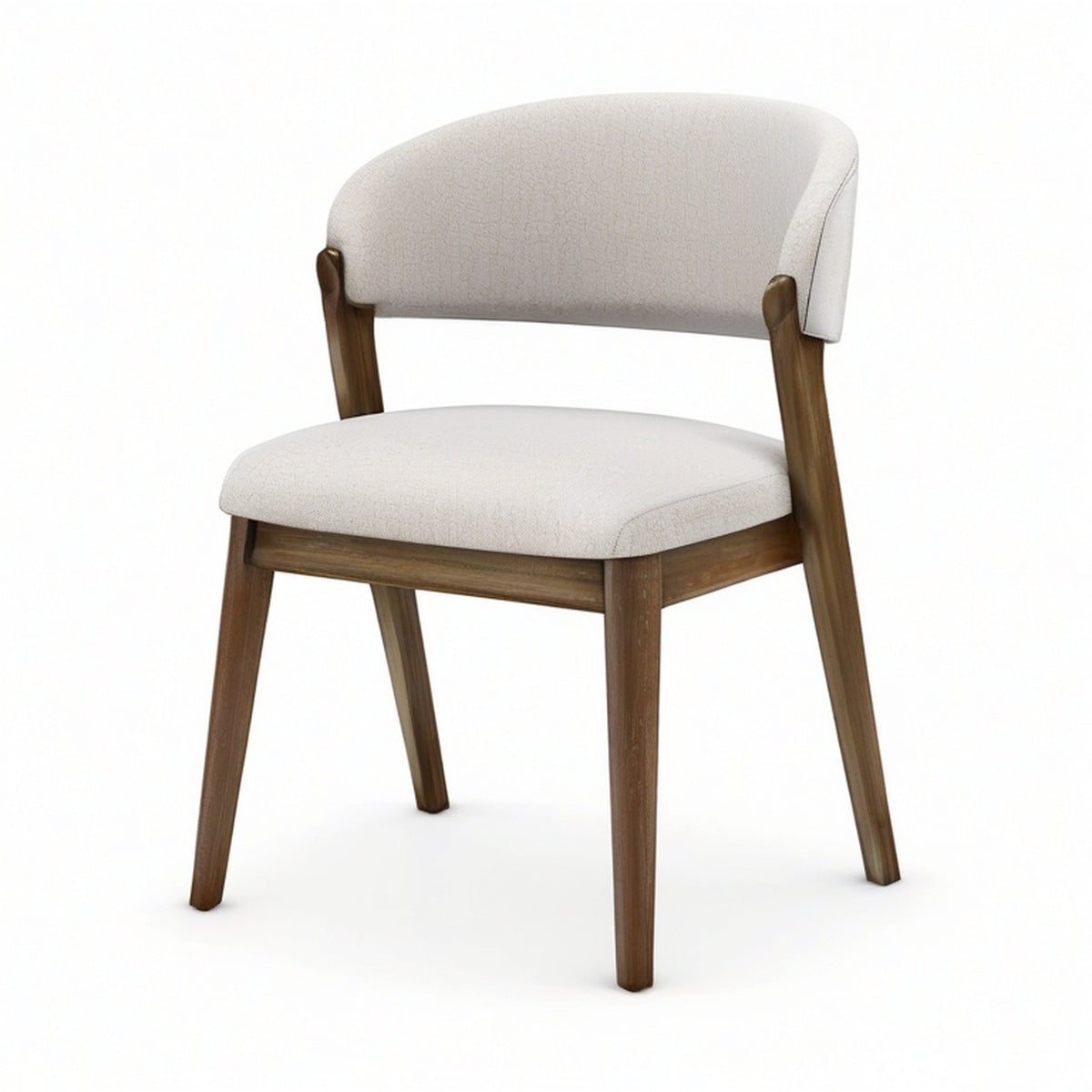 Chaise rembourrée contemporaine en bois brun et tissu beige, 58 × 58 × 78 cm