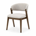 Chaise rembourrée contemporaine en bois brun et tissu beige, 58 × 58 × 78 cm