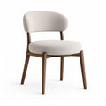 Chaise en tissu effet bouclé crème et bois brun, 57 × 58 × 78 cm, style contemporain