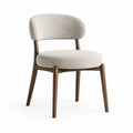 Chaise en tissu effet bouclé crème et bois brun, 57 × 58 × 78 cm, style contemporain